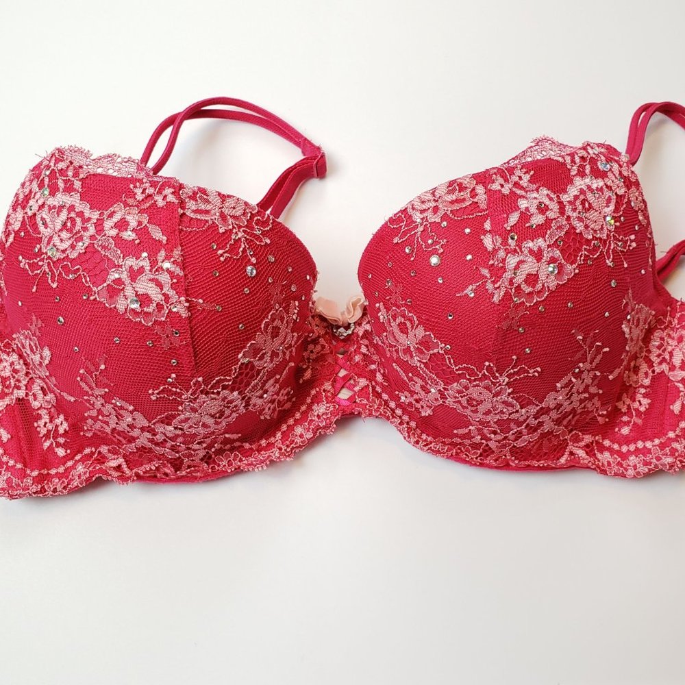 Victoria's Secret Pink Push Up Bra with Lace and Crystals